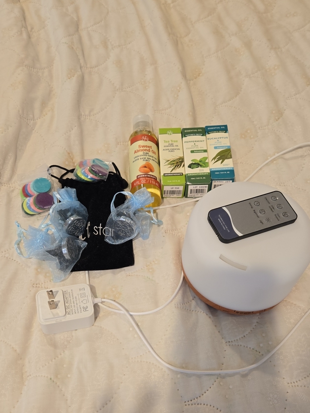 White Essential Oil Diffuser with Remote and Accessories